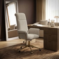Beige Chenille High Back Swivel Office Chair - Effie