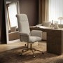 Beige Chenille High Back Swivel Office Chair - Effie