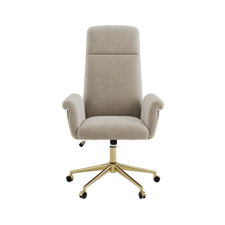 Beige Chenille High Back Swivel Office Chair - Effie