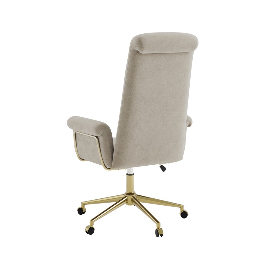 Beige Chenille High Back Swivel Office Chair - Effie