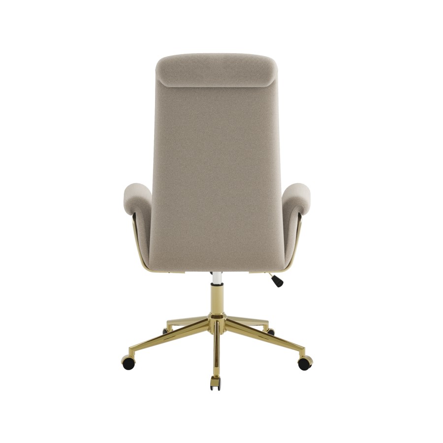 Beige Chenille High Back Swivel Office Chair - Effie