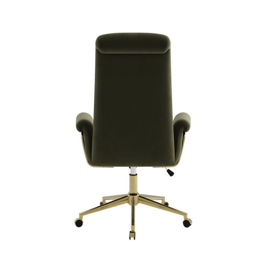 Khaki Velvet High Back Swivel Office Chair - Effie