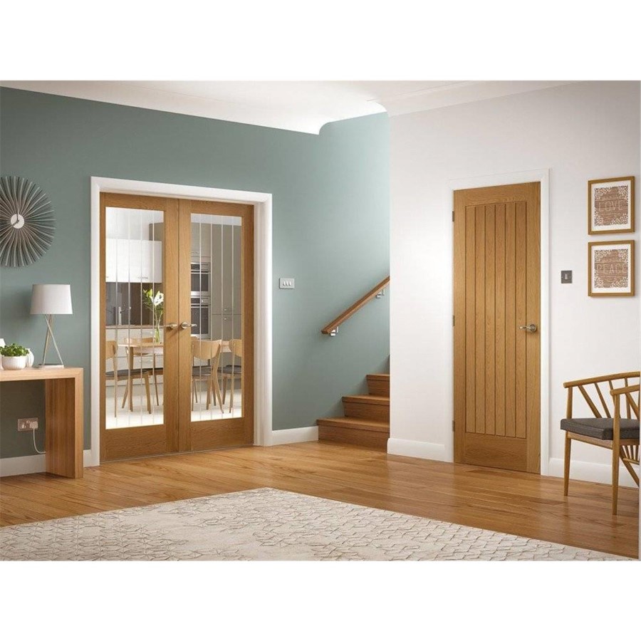Internal Oak Fully-Glazed Cottage Door with Clear Etched Glass - Unfinished - 1981 x 762 x 35mm - Suffolk Essential - XL Joinery