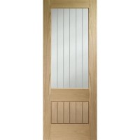 Internal Oak Half-Glazed Cottage Door with Clear Etched Glass - Unfinished - 2040 x 626 x 40mm - Suffolk Essential - XL Joinery