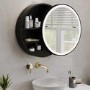 Black Sliding Bathroom Mirror Cabinet with Lights 600 x 600mm - Elara