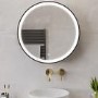 Black Sliding Bathroom Mirror Cabinet with Lights 600 x 600mm - Elara