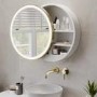 Brass Sliding Bathroom Mirror Cabinet with Lights 600 x 600mm - Elara