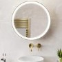 Brass Sliding Bathroom Mirror Cabinet with Lights 600 x 600mm - Elara
