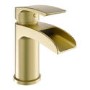 Brushed Brass Waterfall Basin Mixer Tap & Bath Filler Tap Pack - Elina