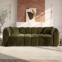 Khaki Green Velvet 3 Seater Sofa - Elod