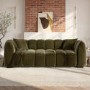 Khaki Green Velvet 3 Seater Sofa - Elod