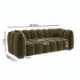 Khaki Green Velvet 3 Seater Sofa - Elod