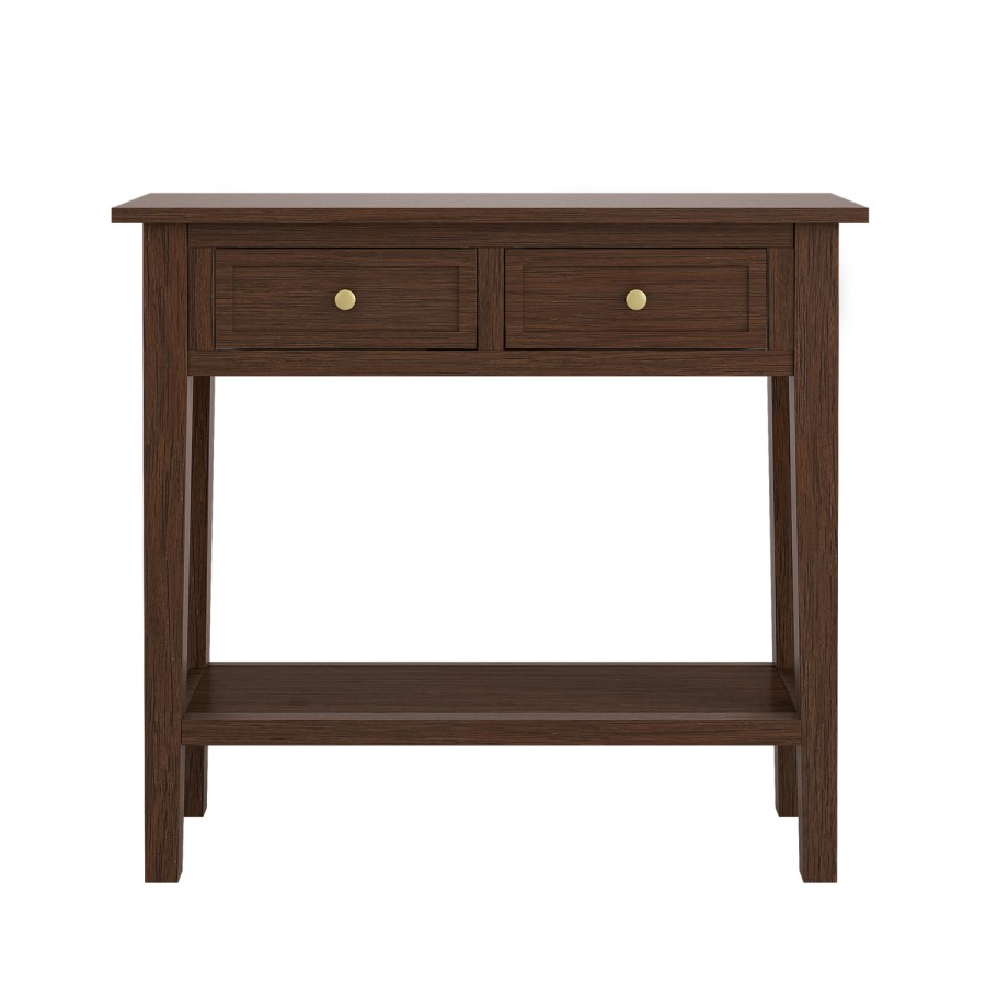 Small Narrow Walnut Console Table with Drawers - Elms