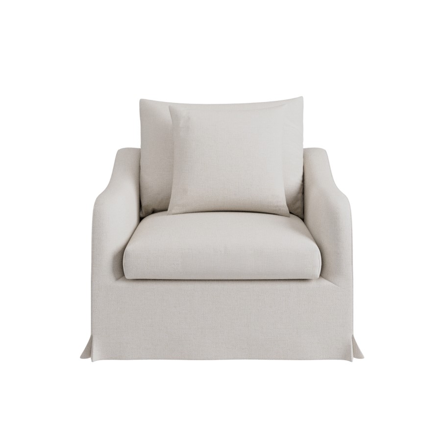 Cream Fabric Slipcover Armchair - Eliza