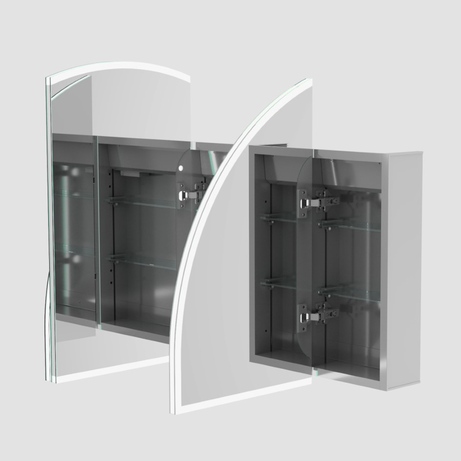 Triple Door Chrome Bathroom Mirror Cabinet with Lights Demister & Shaver Socket 1200 x 690mm - Empire