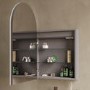 Single Door Chrome Bathroom Mirror Cabinet with Lights Demister & Shaver Socket 500 x 800mm - Empire