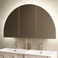 Triple Door Brass Bathroom Mirror Cabinet with Lights Demister & Shaver Socket 1200 x 690mm - Empire