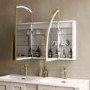 Triple Door Brass Bathroom Mirror Cabinet with Lights Demister & Shaver Socket 1200 x 690mm - Empire
