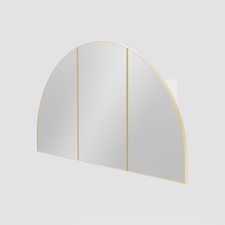 Triple Door Brass Bathroom Mirror Cabinet with Lights Demister & Shaver Socket 1200 x 690mm - Empire