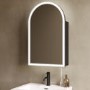 Single Door Black Bathroom Mirror Cabinet with Lights Demister & Shaver Socket 500 x 800mm - Empire
