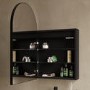 Single Door Black Bathroom Mirror Cabinet with Lights Demister & Shaver Socket 500 x 800mm - Empire