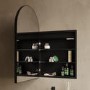 Single Door Black Bathroom Mirror Cabinet with Lights Demister & Shaver Socket 500 x 800mm - Empire