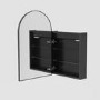 Single Door Black Bathroom Mirror Cabinet with Lights Demister & Shaver Socket 500 x 800mm - Empire