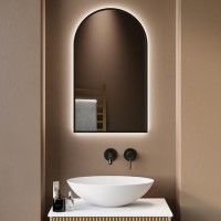 Arched Black Backlit Heated Bathroom Mirror with Lights 500 x 800mm - Empire
