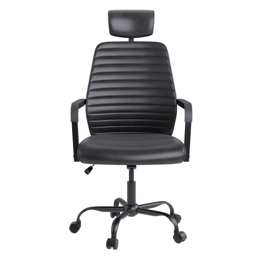 Ergonomic Black Faux Leather High Back Swivel Office Chair - Emmanuel