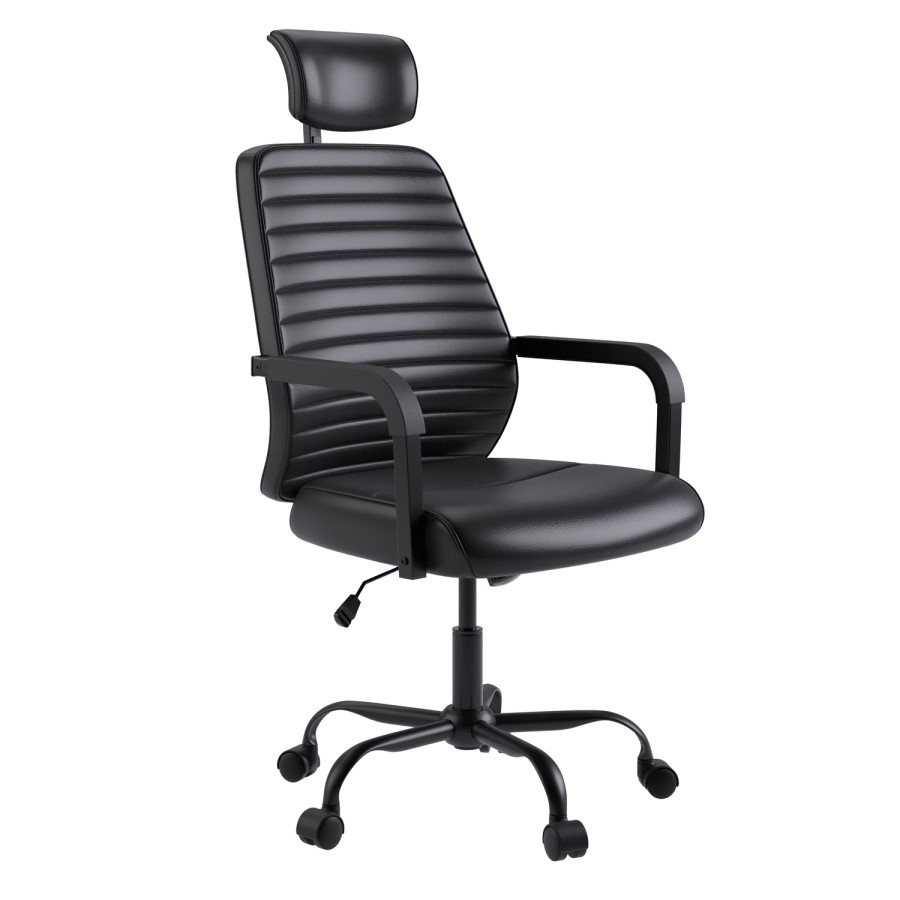 Ergonomic Black Faux Leather High Back Swivel Office Chair - Emmanuel