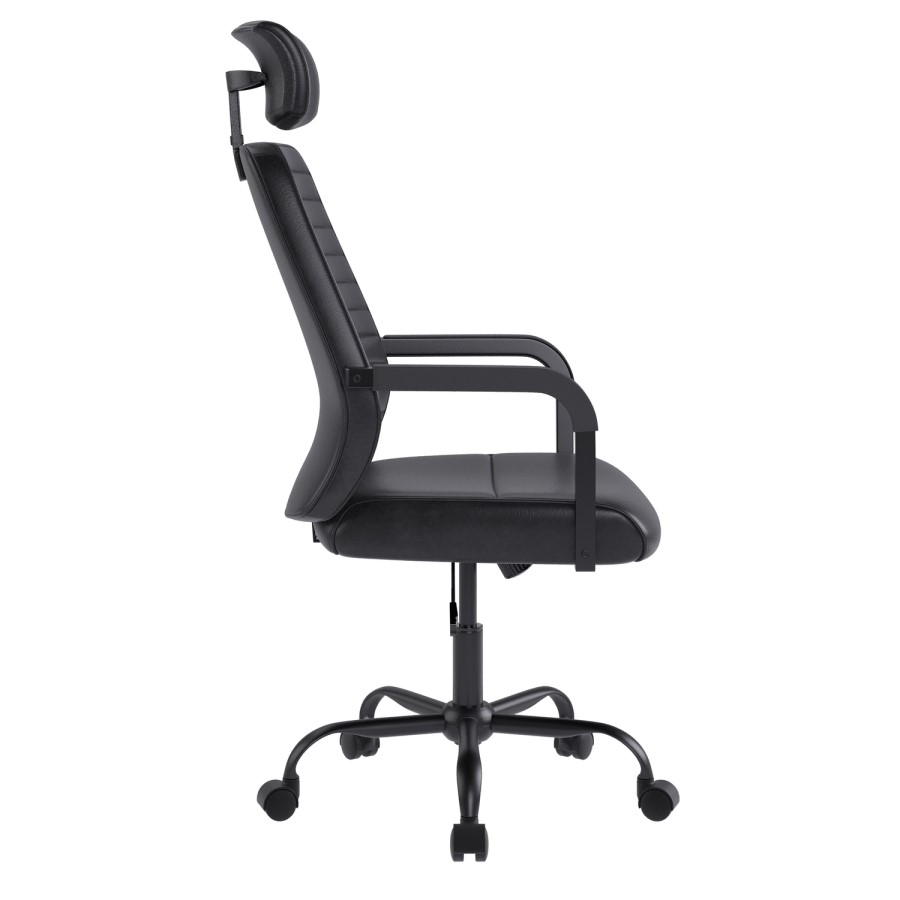 Ergonomic Black Faux Leather High Back Swivel Office Chair - Emmanuel