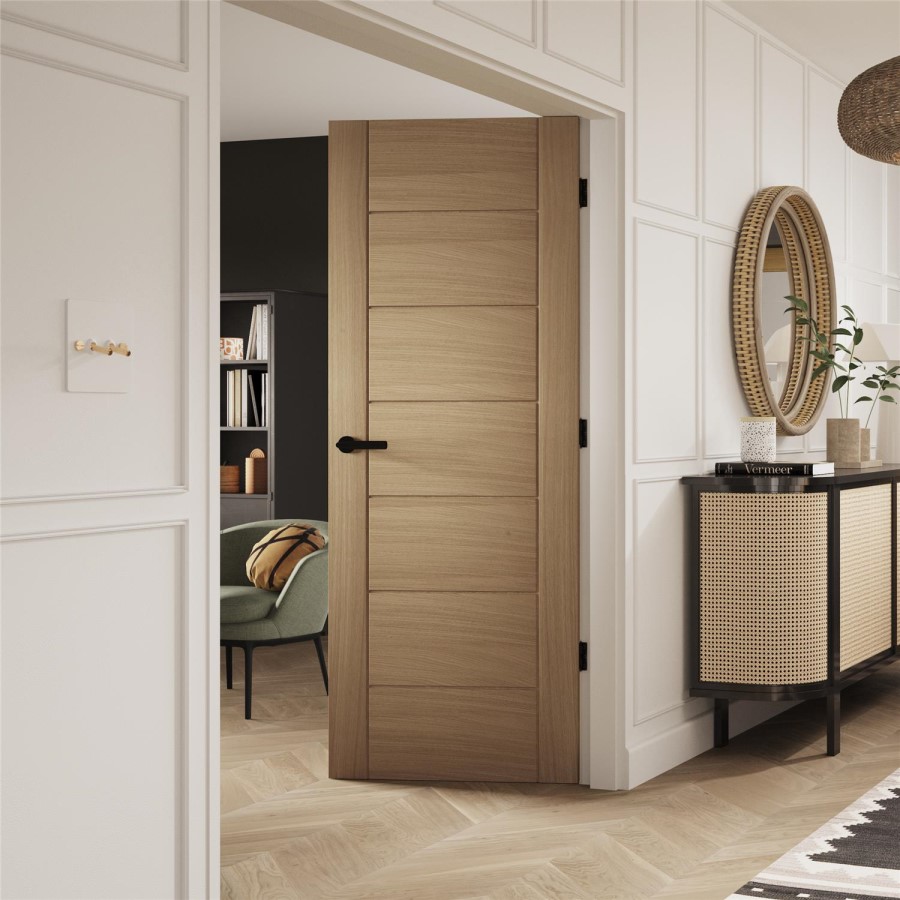 Internal Oak FD30 Fire Door - Unfinished - 1981 x 762 x 44mm - Palermo Essential - XL Joinery