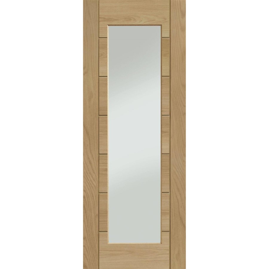 Internal Oak Fully-Glazed Door with Clear Glass - Pre-Finished - 2040 x 726 x 40mm - Palermo Essential - XL Joinery