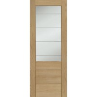 Internal Oak Half-Glazed Door with Clear Etched Glass - Pre-Finished - 1981 x 610 x 35mm - Palermo Essential - XL Joinery
