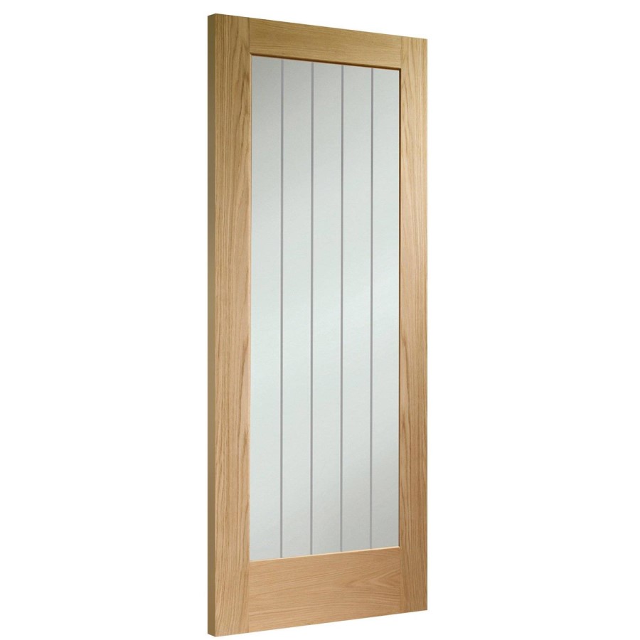 Internal Oak Fully-Glazed Cottage Door with Clear Etched Glass - Pre-Finished - 1981 x 711 x 35mm - Suffolk Essential - XL Joinery