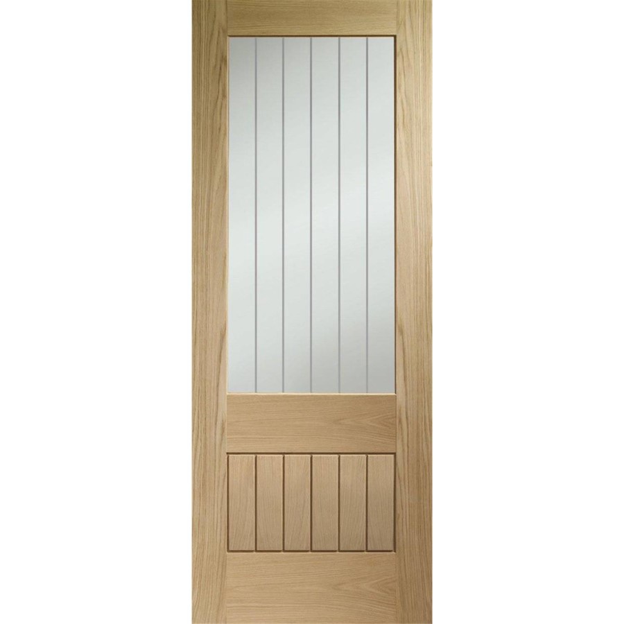 Internal Oak Half-Glazed Cottage Door with Clear Etched Glass - Pre-Finished - 2040 x 726 x 40mm - Suffolk Essential - XL Joinery