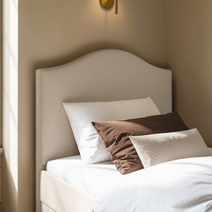 Cream Upholstered Single Guest Bed with Trundle - Elsie