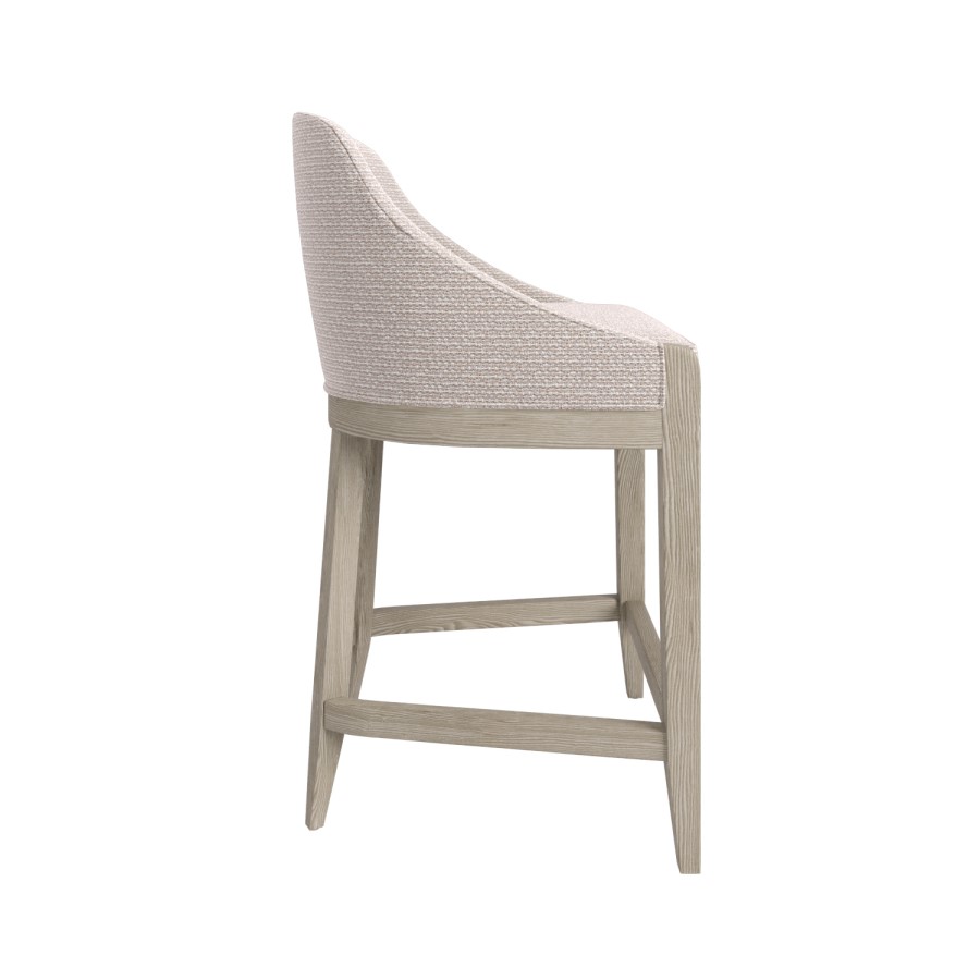 ALMOST PERFECT - Beige Textured Upholstered Kitchen Stool With Back - Etta