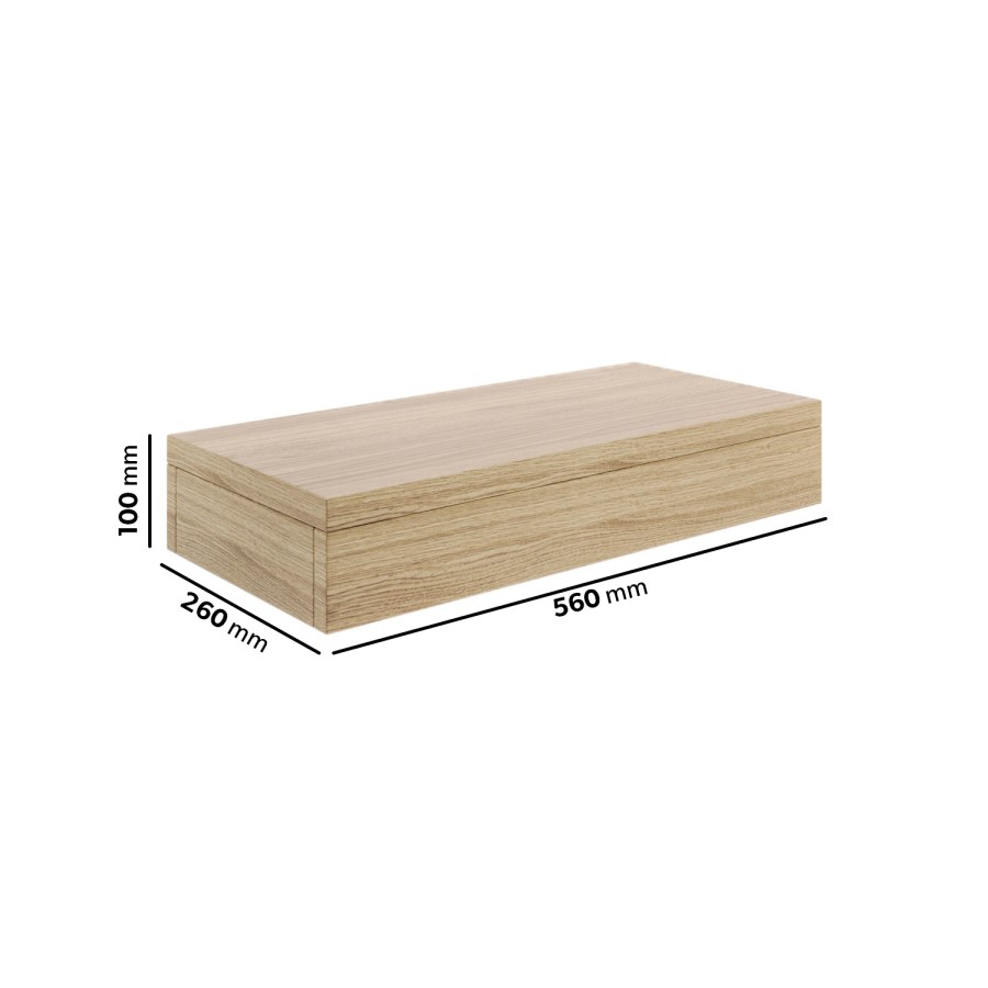 560mm Wood Effect Wall Hung Floating Vanity Shelf - Evora