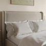 Beige Velvet king Size Ottoman Bed with Cushioned Headboard - Frida