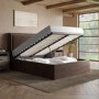 Chocolate Brown Velvet Double Ottoman Bed with Cushioned Headboard - Frida