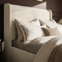 Cream Upholstered Double Ottoman Bed with Cushioned Headboard - Frida