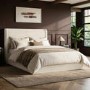 Cream Upholstered King Size Ottoman Bed with Cushioned Headboard - Frida