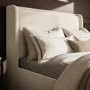 Cream Upholstered King Size Ottoman Bed with Cushioned Headboard - Frida