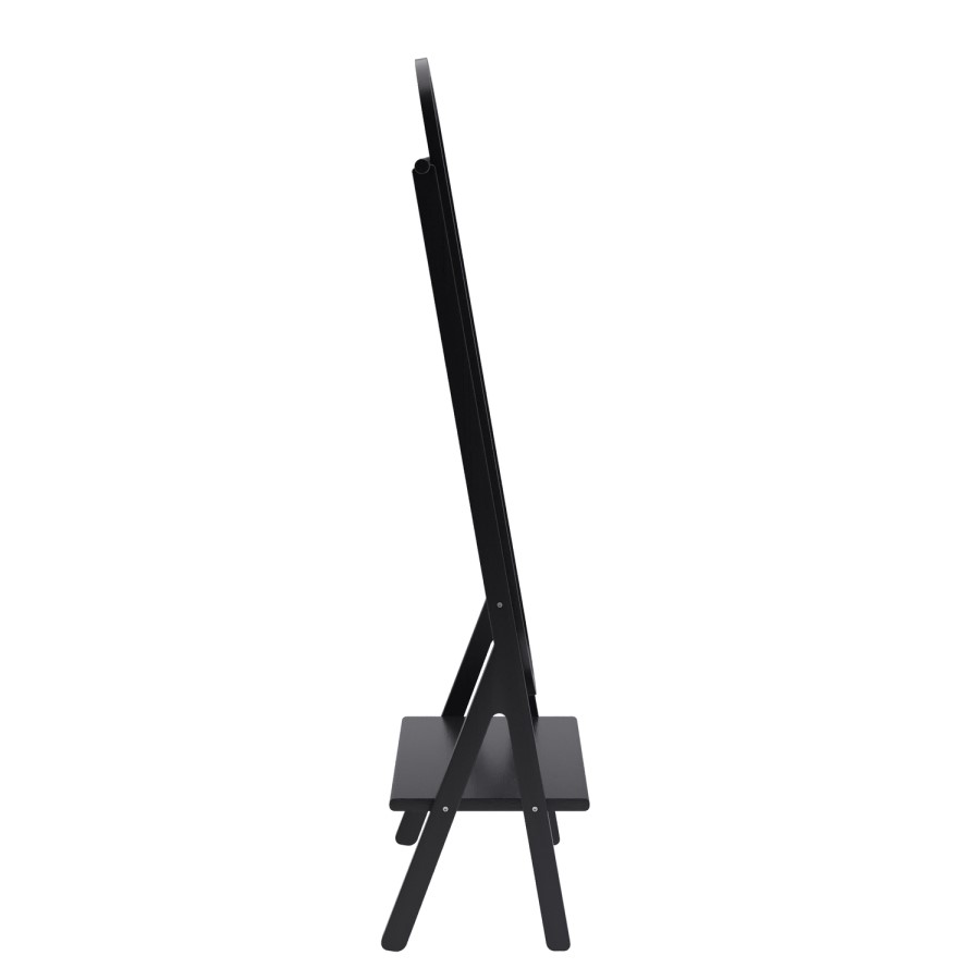 Black Freestanding Full-Length Mirror with Hanging Rail and Shelf - Figo 