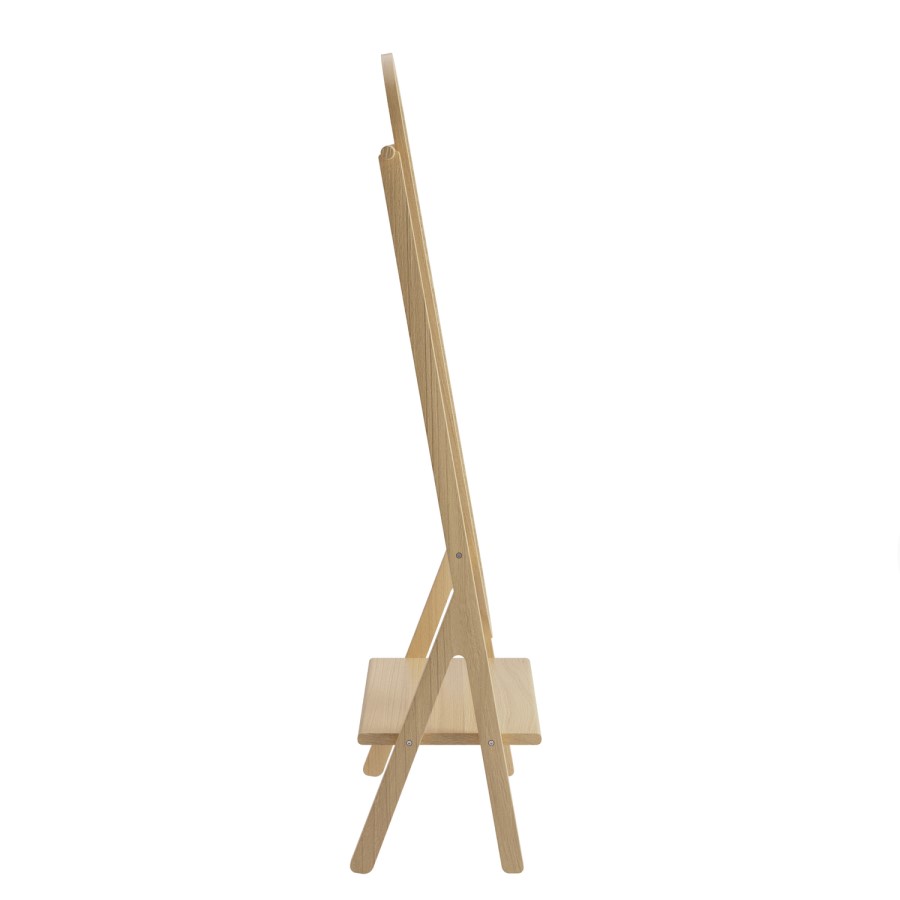 Light Wood Freestanding Full-Length Mirror with Hanging Rail and Shelf - Figo 