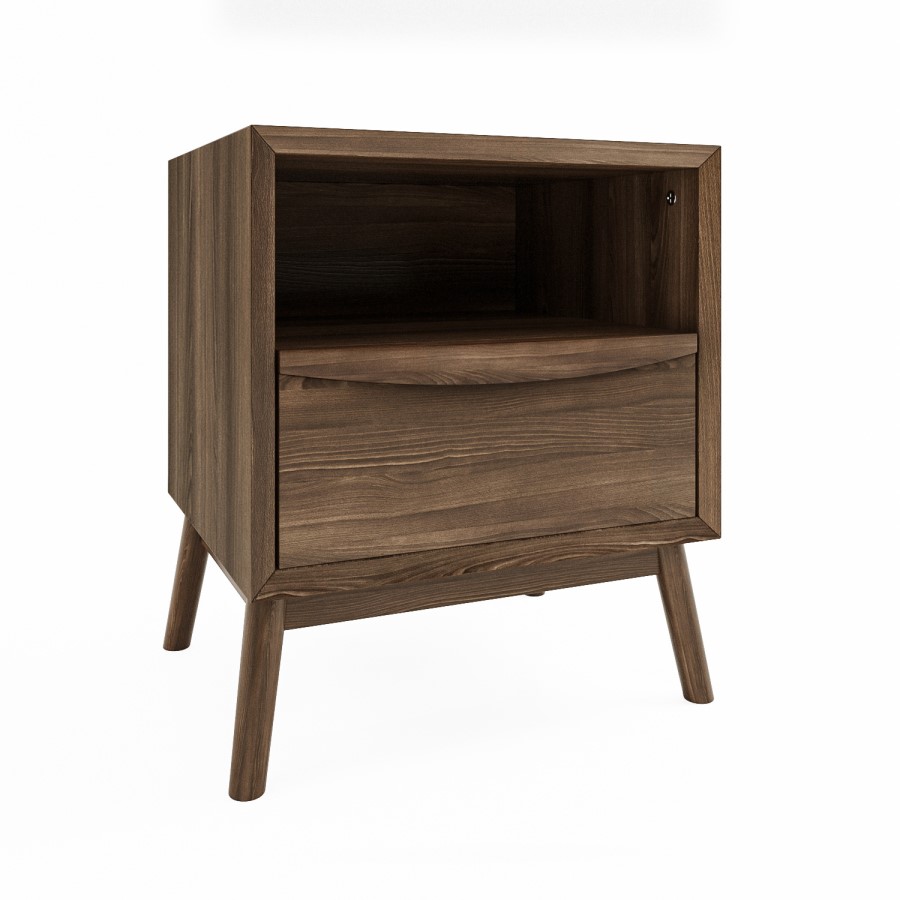ONLY OPENED - Frances Walnut Effect 1 Drawer Bedside Table