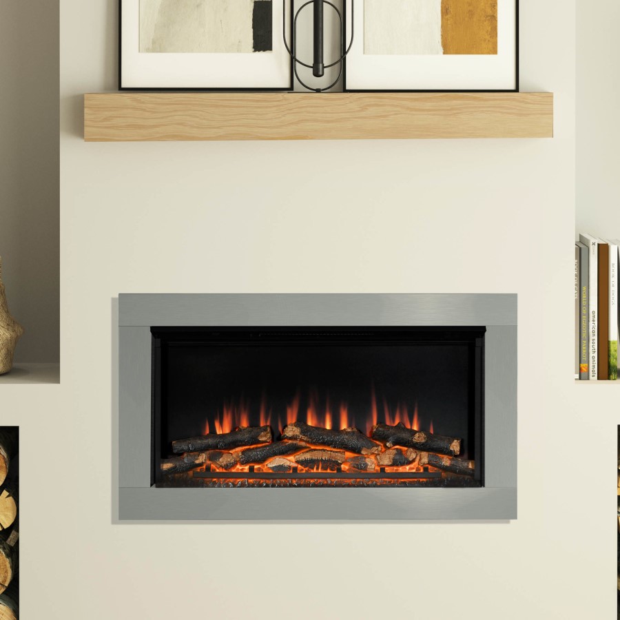 Be Modern Flare Avella Brushed Steel Inset Electric Fire 34 Inch