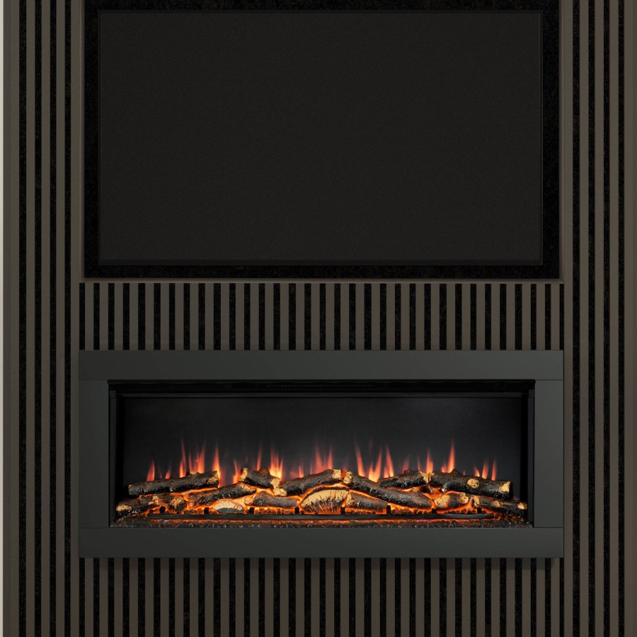 Be Modern Flare Avella Grande Black Inset Electric Media Wall Fireplace 45 Inch