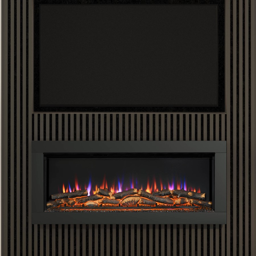 Be Modern Flare Avella Grande Black Inset Electric Media Wall Fireplace 45 Inch